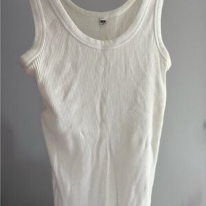 Uniqlo Cream Ribbed Tank Top